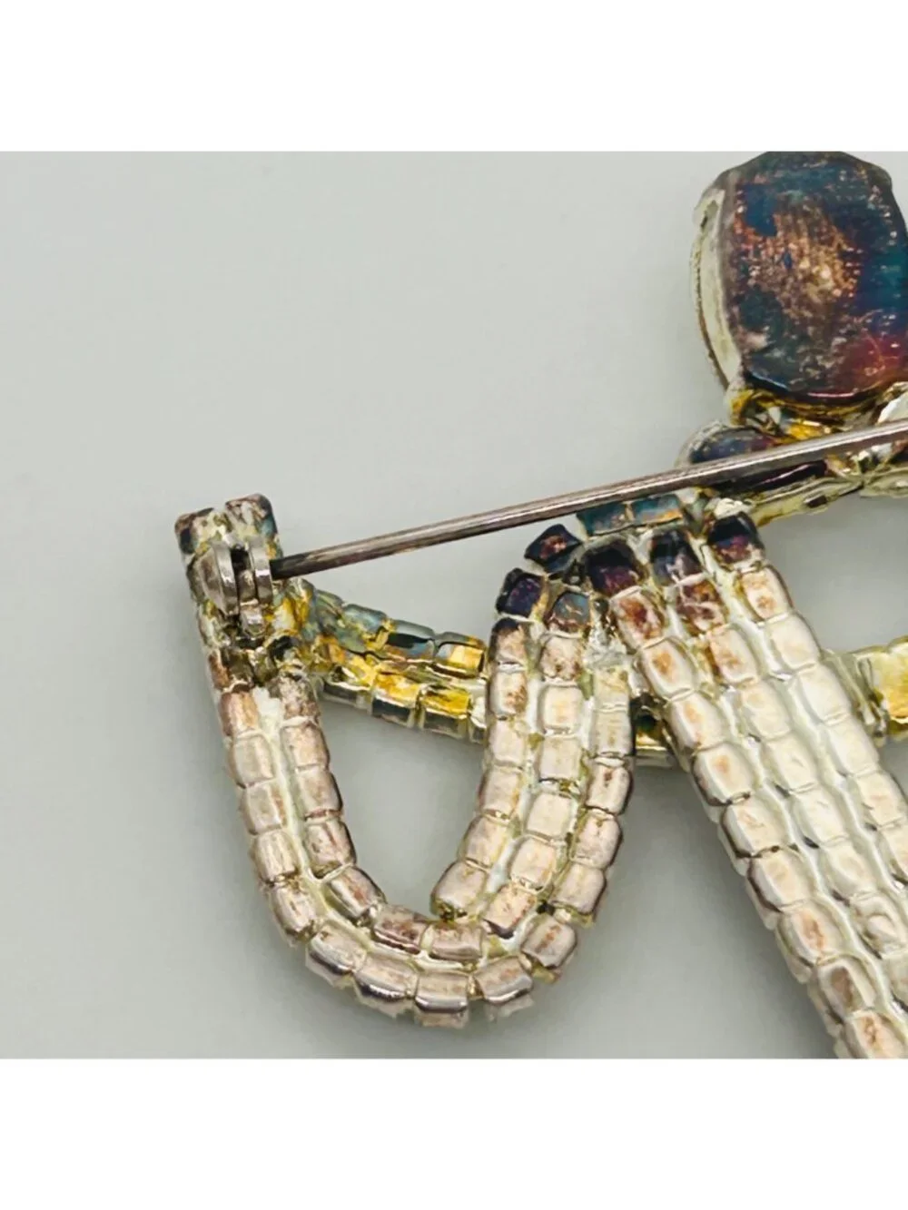 Art Deco Style Ballroom Dancers Rhinestone Brooch Fringe Pin Vintage Statement